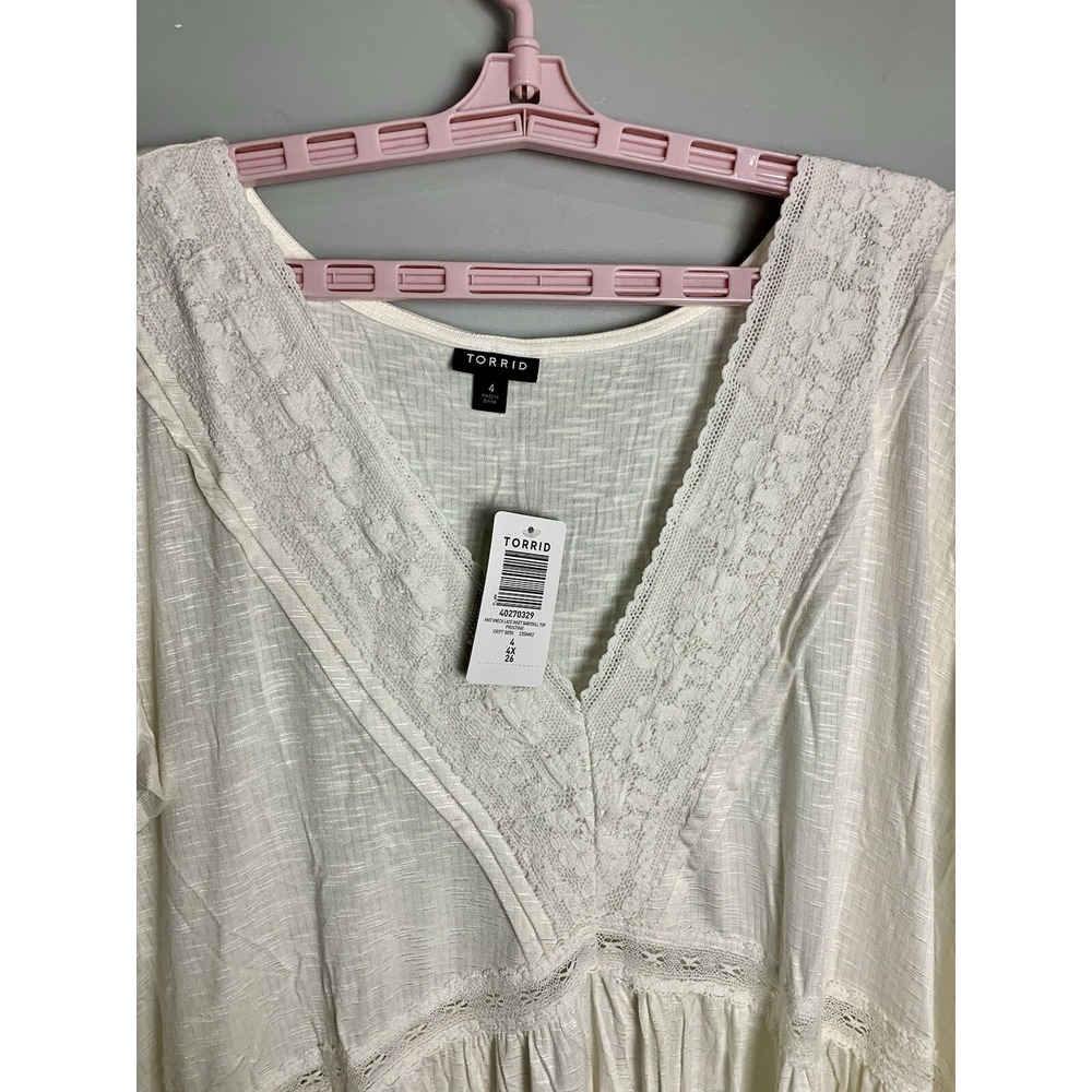 NWT Torrid Knit V-Neck Lace Inset‎ Babydoll Top 4X - Picture 12 of 12